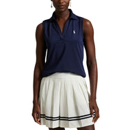 RLX Ralph Lauren Women's Tour Pique V-Neck Sleeveless Polo Shirt - Refined Navy