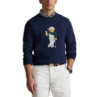 RLX Ralph Lauren Classic Fit Quilted Double-Knit Polo Bear Golf Pullover - Refined Navy