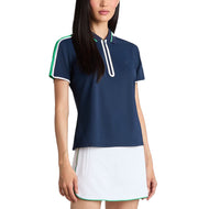 G/Fore 女式撞色袖科技珠地网眼拉链高尔夫 Polo 衫 - 暮光色