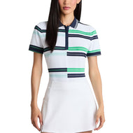 G/Fore 女式工程条纹高科技珠地布高尔夫 Polo 衫 - 雪色