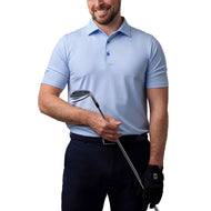 Glenmuir Carribridge Performance Polo Golf Shirt - White/ Light Blue