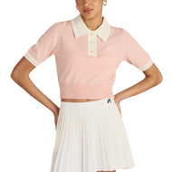 Malbon 女式 Mikayla 针织高尔夫 Polo 衫 - 灰玫瑰色