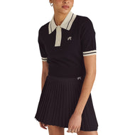 Malbon 女式 Mikayla 针织高尔夫 Polo 衫 - 黑色