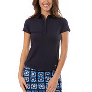 Golftini Women's Ruffle Golf Polo Shirt - Navy