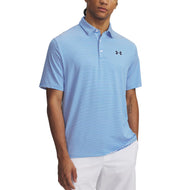 Under Armour Playoff 3.0 Stripe Polo Golf Shirt - Blue Atlantis/White
