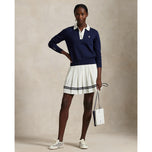 RLX Ralph Lauren Women's Performance Polo Collar Sweater - Navy/White