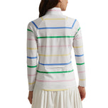 RLX Ralph Lauren Women's Jersey UV Quarter Zip Golf Pullover - Ceramic White Multi
