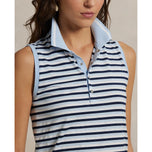 RLX Ralph Lauren Women's Printed Airflow Sleeveless Polo Shirt - Cold Spring/Navy Stripe