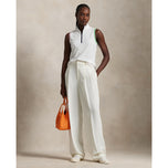 RLX Ralph Lauren Women's Tour Pique Sleeveless Mock Neck 1/4 Zip Golf Top - White/Garden Pink/Pistachio