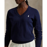 RLX Ralph Lauren Women's Cotton Blend V-Neck Golf Jumper - Refined Navy