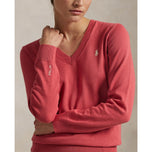 RLX Ralph Lauren Women's Cotton Blend V-Neck Golf Jumper - Red Sky