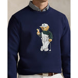 RLX Ralph Lauren Classic Fit Quilted Double-Knit Polo Bear Golf Pullover - Refined Navy