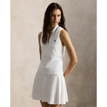 RLX Ralph Lauren Women's Active Cable 1/4 Zip Sleeveless Polo Shirt - Ceramic White