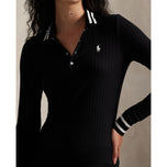 RLX Ralph Lauren Women's Rib Knit Long Sleeve Golf Shirt - Polo Black