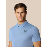 Castore Pinnacle Engineered Knit Polo Golf Shirt - Sky Blue/Midnight Navy
