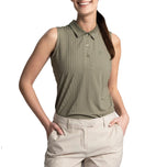 Cross Women's Andrea Sleeveless Polo Golf Shirt - Leaf Clover