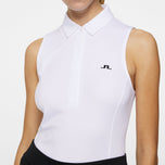 J.Lindeberg Women's Dena Sleeveless Golf Polo Shirt - White