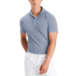 G/Fore Feeder Stripe Pique Golf Polo Shirt  - Sky/Twilight