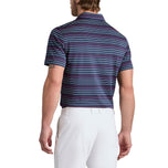 G/Fore Multi Stripe Tech Pique Performance Golf Polo Shirt - Twilight/Lava