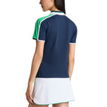 G/Fore Women's Contrast Sleeve Tech Pique Zip Golf Polo Shirt - Twilight