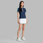 G/Fore Women's Contrast Sleeve Tech Pique Zip Golf Polo Shirt - Twilight