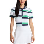 G/Fore 女式工程条纹高科技珠地布高尔夫 Polo 衫 - 雪色