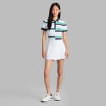 G/Fore 女式工程条纹高科技珠地布高尔夫 Polo 衫 - 雪色