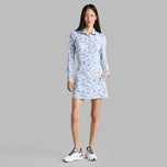 G/Fore Women's Scatter Ditzy Printed Long Sleeve Golf Polo Shirt - Snow/Twilight