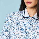 G/Fore Women's Scatter Ditzy Printed Long Sleeve Golf Polo Shirt - Snow/Twilight