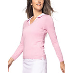 Golftini Women's Stretch V-Neck Golf Sweater - Rose Pink