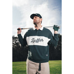 Huffer Rugby Pique Collared Golf Midlayer - Golf Green