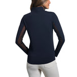 IBKUL Women's Solid Long Sleeve Zip Mock Neck Shirt - Black