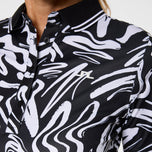 J.Lindeberg Women's  Georgia Print Golf Polo Shirt - Scribble JL Navy