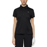 J.Lindeberg Women's Alaya Jacquard Golf Polo Shirt - Black