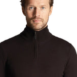 Lyle & Scott Tonal Eagle Merino Blend 1/4 Zip Knit - Jet Black