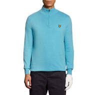 Lyle & Scott Quarter Zip Knitted Merino Blend Golf Jumper - Aquamarine Blue