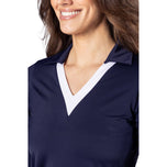 Golftini Women's Say Yes Long Sleeve Golf Polo Shirt - Navy/White