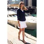 Golftini Women's Say Yes Long Sleeve Golf Polo Shirt - Navy/White