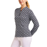 Nivo Women's Lolita Long Sleeve Mock Neck Golf Shirt - Navy/White
