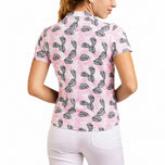 Nivo Women's Lynda Mock Neck Golf Shirt - Rose/Navy