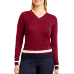 Nivo Women's Sofia V-Neck Golf Sweater - Cherry