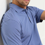 Peter Millar Bolt Performance Jersey Golf Polo Shirt - Sport Navy