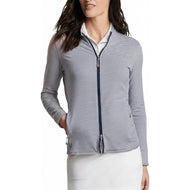 Peter Millar 女式 Katy Sugar 条纹全拉链高尔夫夹克 - 海军蓝
