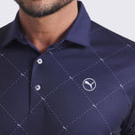 Puma Pure 2.0 Argyle Golf Shirt - Deep Navy/White Glow