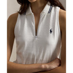RLX Ralph Lauren Women's Active Cable 1/4 Zip Sleeveless Polo Shirt - Ceramic White