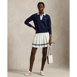 RLX Ralph Lauren 女式高性能 Polo 领针织套头衫 - 精致海军蓝