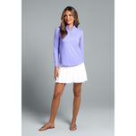 IBKUL Women's Solid Long Sleeve Zip Mock Neck Shirt - Lavender