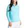 IBKUL Women's Solid Long Sleeve Zip Mock Neck Shirt - Seafoam