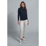 IBKUL Women's Solid Long Sleeve Zip Mock Neck Shirt - Black