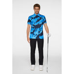 J.Lindeberg Tour Tech Regular Fit Print Golf Polo Shirt - Warp Sonic Blue